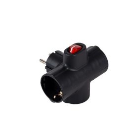   Földelt hálózati 3-as T- dugaljzat 90° 16A 220-240V fekete 