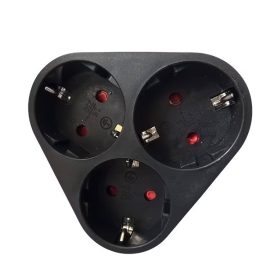 Földelt hálózati 3-as dugaljzat 16A 220-240V fekete