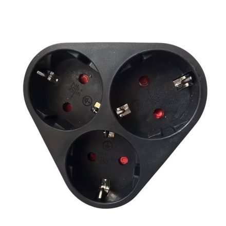 Földelt hálózati 3-as dugaljzat 16A 220-240V fekete