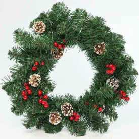  Eurolamp karácsonyi műanyag díszkoszorú, 50 cm átmérőjű, zöld