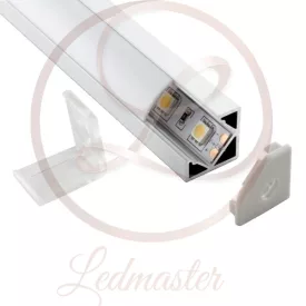   Ledprofiles Sarok aluprofil normál opál fedéllel 2 méteres szál