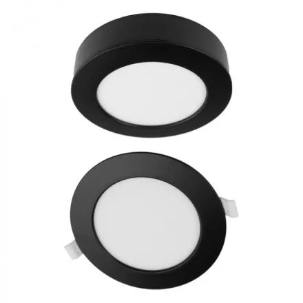 Ecolight 12W-os, kerek alakú, CCT, fekete, süllyesztett és felületre szerelhető lámpa