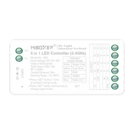   Miboxer SR5 5 in 1 vezérlő (Mono, RGB, RGBW, CCT, RGB+CCT) 2.4GHz
