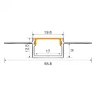  Ecolight Gipszkartonba építhető Fekete LED aluprofil  2m (Szett) 17mm széles matt fedővel