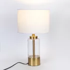 Eurolamp Fém asztali lámpa E27 foglalattal, bézs ernyővel és arany talppal