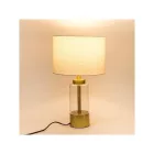 Eurolamp Fém asztali lámpa E27 foglalattal, bézs ernyővel és arany talppal