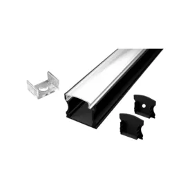   Ledprofiles Felületre szerelhető aluprofil mély opál fedéllel 1 méteres szál fekete színben