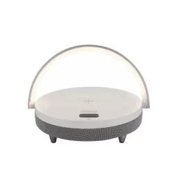   Strühm Saturn asztali lámpa fehér színben hangszóróval és vezeték nélküli telefontöltővel