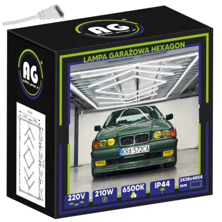 Berge Hexagon LED Garázsvilágító, 210W 2430x4850mm, 6500K