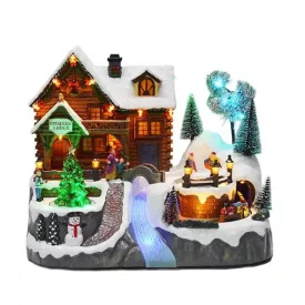   Eurolamp FOLYÓVAL ÉS KIS VONATTAL RENDELKEZŐ viskó, ZENÉVEL ÉS MOZGÁSSAL, 3xAA ELEMMEL, 35x24,5x28,5cm