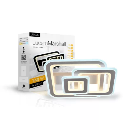 Lucero Marshall 140 W-os 50 cm átmérőjű fehér LED távirányítós és mobil applikációval vezérelhető mennyezeti lámpa