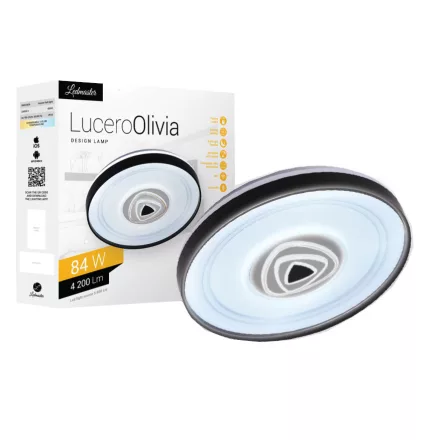 Lucero Olivia 84 W-os 50 cm átmérőjű fehér LED távirányítós és mobil applikációval vezérelhető mennyezeti lámpa