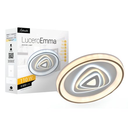 Lucero Emma 110 W-os 50 cm átmérőjű fehér LED távirányítós és mobil applikációval vezérelhető mennyezeti lámpa