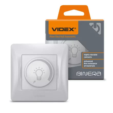 Videx Binera ezüst színű süllyesztett 200W-os dimmer kapcsoló LED-hez (12/96)