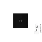 MasterLED Fekete üveg 1 körös távirányítható érintő villanykapcsoló kék/piros állapotjelző fénnyel