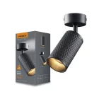 Videx Grant fekete anyagában mintás mennyezeti lámpa keret GU10-es foglalattal