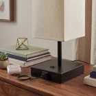 Strühm SANTI E14-es foglalatú asztali lámpa, fehér/fekete színben USB A+C bemenettel