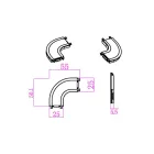 MasterLED LUXO 48V mágneses sínlámpa rendszerhez felületre szerelhető L hajlított típusú fehér