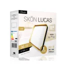 Skön Lucas 36 W-os ø500 mm négyzet alakú natúr fehér fekete-arany színű mennyezeti lámpa IP20-as védettségű