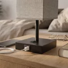 Strühm SANTI E14-es foglalatú asztali lámpa, sötétszürke/fekete színben USB A+C bemenettel