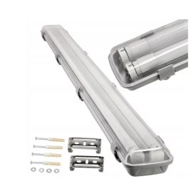   200db-os Berge 120 cm-es armatúra 2x18 W-os víztiszta fedéllel natúr fehér LED fénycsövekkel csomag