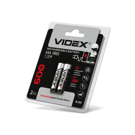 Videx AAA 600mAh újratölthető akkumlátor (darabár min. rendelhető mennyiség 2 db)