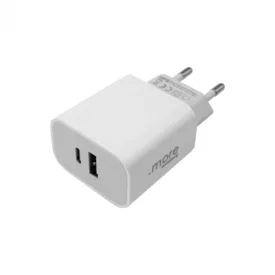   Ecolight 20 W-os USB-C + USB-A fali töltő, fehér, gyorstöltéssel