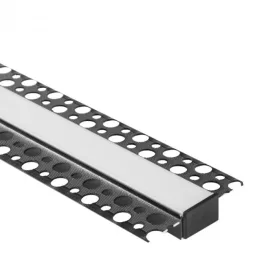    Ecolight Gipszkartonba építhető LED aluprofil  2m (Szett) 17mm széles opál fedővel, fekete