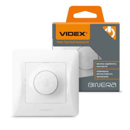 Videx Binera fehér színű süllyesztett 600W-os dimmer kapcsoló (12/96)