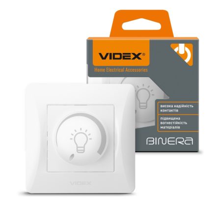 Videx Binera fehér színű süllyesztett 200W-os dimmer kapcsoló LED-hez (12/96)