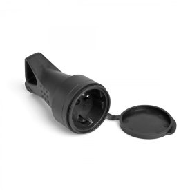   Videx Titanum fekete színű gumis földelt dugaljzat 16A fedéllel és fogantyúva IP44 (20/200)