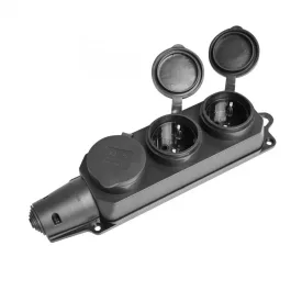   Videx Titanum fekete színű gumis 3-as elosztó dugaljzat fedéllel IP44 (1/40)