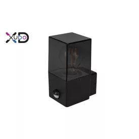   MasterLED Kerti oldalfalra helyezhető fekete színű lámpa E27-es foglalattal beépített mozgásérzékelővel