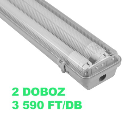 MasterLED 120 cm-es armatúra 2x18 W-os víztiszta fedéllel natúr fehér LED fénycsövekkel 2 dobozos csomagár