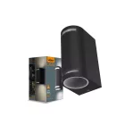 Videx Justin oldalfalra helyezhető fekete IP54-es védettségű kültéri lámpatest 2x GU10-es foglalattal