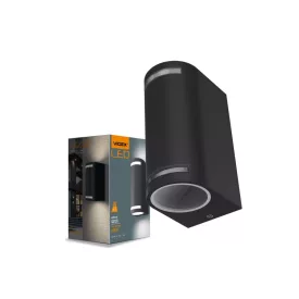   Videx Justin oldalfalra helyezhető fekete IP54-es védettségű kültéri lámpatest 2x GU10-es foglalattal