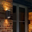 Videx Justin oldalfalra helyezhető fekete IP54-es védettségű kültéri lámpatest 2x GU10-es foglalattal