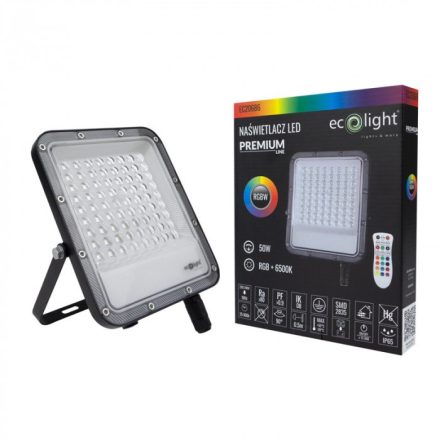 EcoLight 50 W-os RGB LED reflektor távirányítóval IP65 védettséggel