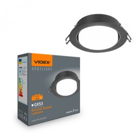   Videx kerek fekete spot keret GX53-as foglalattal IP20-as védettséggel