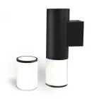 Videx Kerti oldalfalra helyezhető kerek fekete színű lámpa 2xGU10-es foglalattal