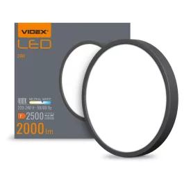   Videx 24 W-os ø264 mm fekete színű kerek natúr fehér mennyezeti lámpa