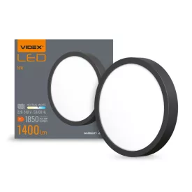   Videx 18 W-os ø192 mm fekete színű kerek natúr fehér mennyezeti lámpa