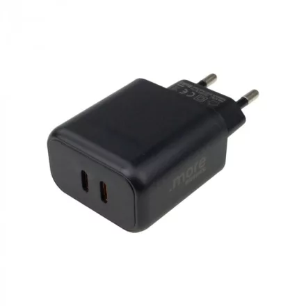 Ecolight 20 W-os 2 db USB-C fali töltő, fekete