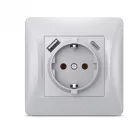 Videx Binera ezüst színű süllyesztett földelt csatlakozó aljzat + 1-1 db USB csatlakozóval USB-C csatlakozóval (20/120)