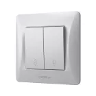 Videx Binera ezüst színű süllyesztett dupla váltókapcsoló (106+06) (20/120)