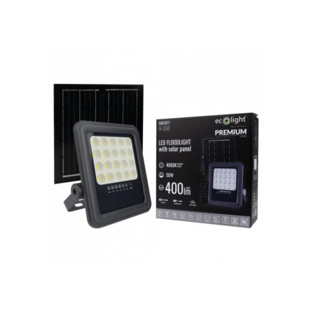 EcoLight 50W-os napelemes reflektor 4000K beépített alkonykapcsolóval