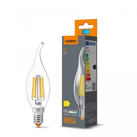 VIDEX C37Ft Filamentszálas LED izzó, 6W, E14, 4100K
