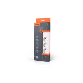   Videx Oncord fehér színű 3-as professzionális hosszabbító kapcsolóval 3m-es kábellel 2 x USB + 1 x USB-C