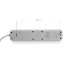 Videx Oncord fehér színű 3-as professzionális hosszabbító kapcsolóval 3m-es kábellel 2 x USB + 1 x USB-C