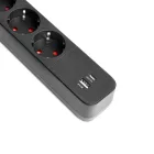 Videx Oncord fekete színű 4-es professzionális hosszabbító kapcsolóval 3m-es kábellel 1 x USB + 1 x USB-C